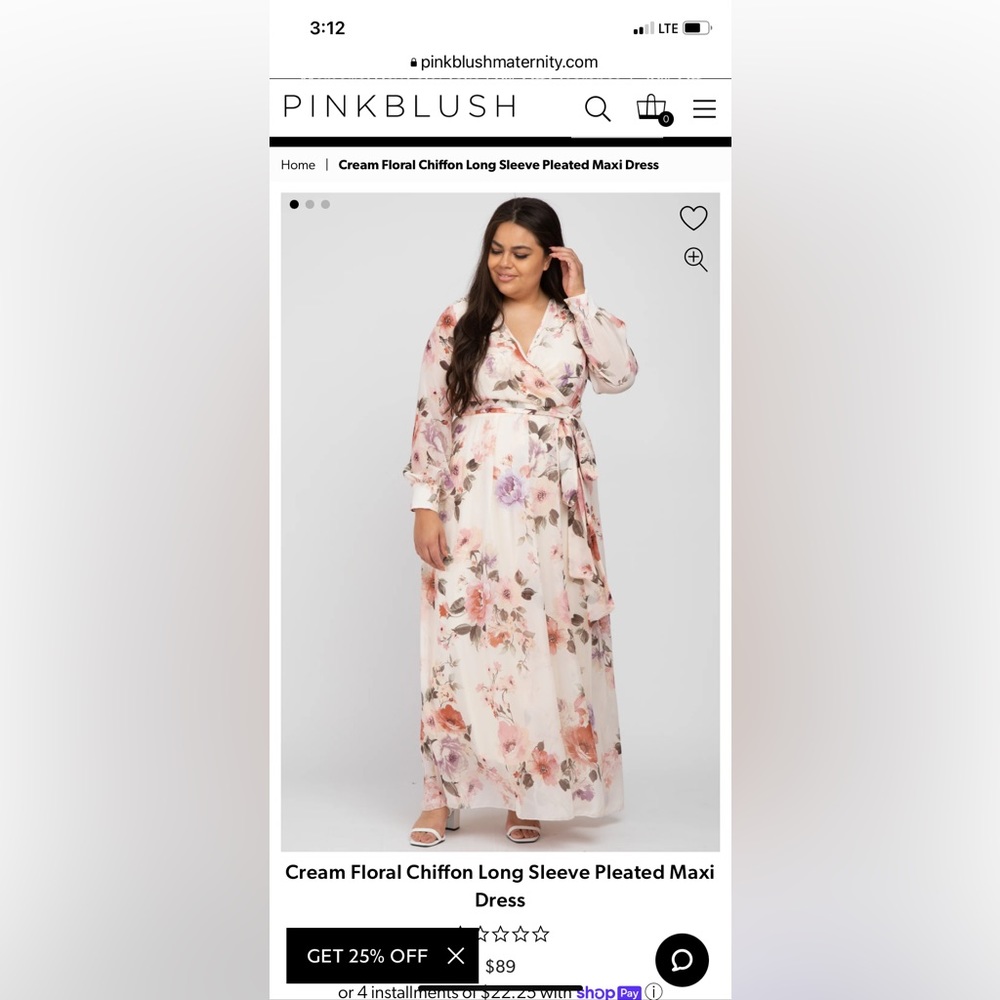 Pinkblush Plus Maternity Floral Chiffon Long Sleeve Maxi Dress
